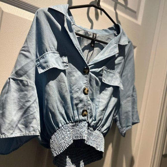 Cute Cropped Denim Zara Shirt - Picture 2 of 4